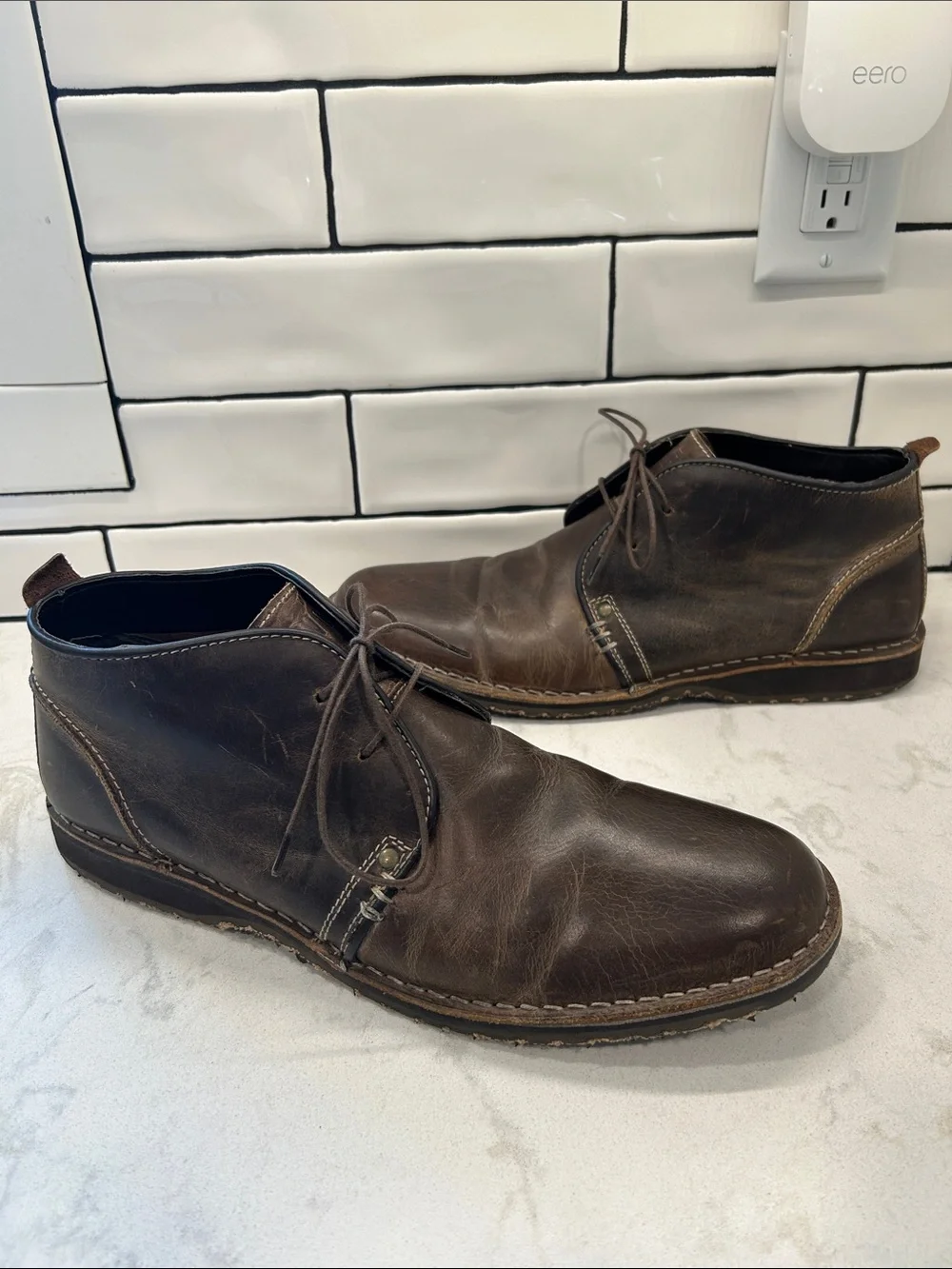 Crevo Longport Mens Size 12 Brown Leather Casual Ankle Chukka Boot Shoes